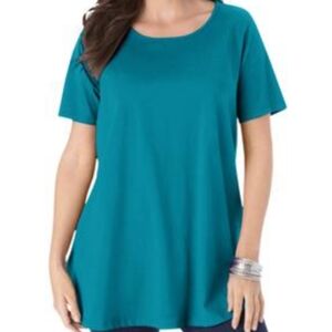 🎉HP🎉Roaman's Swing Ultimate S/S Tee with Keyhole Back, Turquoise, 1X, NWoT